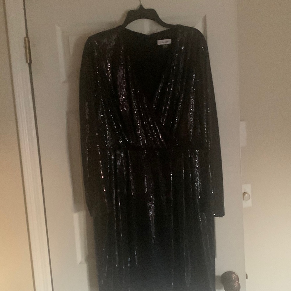 Black sequin Calvin Klein size 16 dress